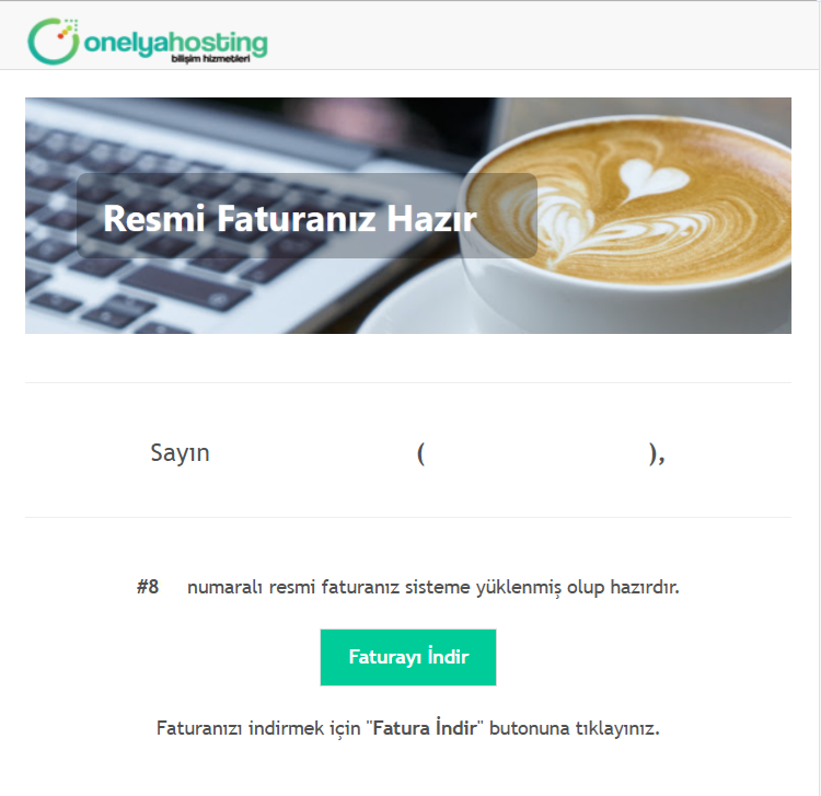 Fatura Hazır Mail Bildirimi